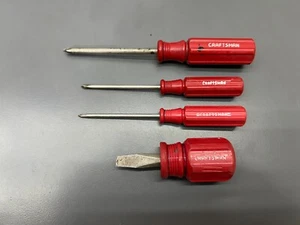 (T) VINTAGE CRAFTSMAN 41053 WF 4 PC RED HADLE SCREWDRIVER SET - MADE IN USA - Picture 1 of 4