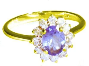 1.14ct Tanzanita y Diamante Anillo En 14K Amarillo Oro - Imagen 1 de 8