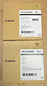 Set of Genuine Canon 0849C001 Matte Black + 0850C001 Photo Black PFI-1100 Inks - Picture 1 of 3