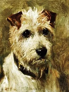 JOHN EMMS, Yorkie, ""Portrait of a Terrier-Darkie", 22""h x 16.625""w imagen, - Imagen 1 de 1