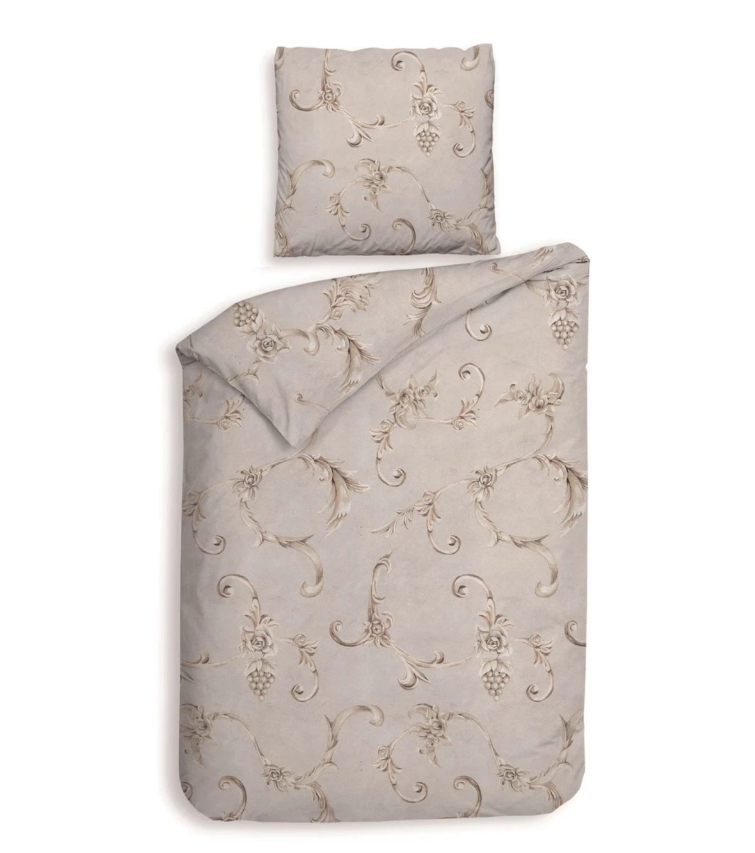 Satin Bettwäsche-Set 2-teilig Mit Barock-Muster – 100% Mikrofaser, Atmungsaktiv, Mit Reißverschluss