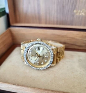 Reloj para hombre Rolex President Day-Date oro 18K diamante con acabado de corteza - Imagen 1 de 15