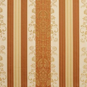 Essentials Upholstery Drapery Damask Stripe Fabric Orange Cream Gold / Amber Vin - Picture 1 of 4