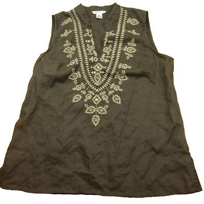 Blusa Richard Malcolm Mujer L Camisa L L L L L L L L Marrón Sin Mangas Flor Bordada Foto 1 de 4