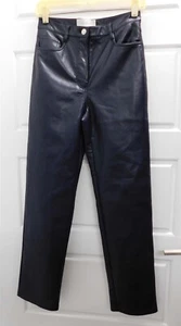 Aritzia Wilfred The Melina Navy Blue Vegan Faux Leather Pants sz 4 - Picture 1 of 5