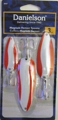 Two (2) Packs Danielson 3053 Red/White Fishing Spoon Lure Assortment