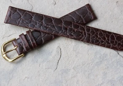 Speidel 16mm crocodile grain Genuine Leather watch band flat nice thickness NOS - Image 1 of 3