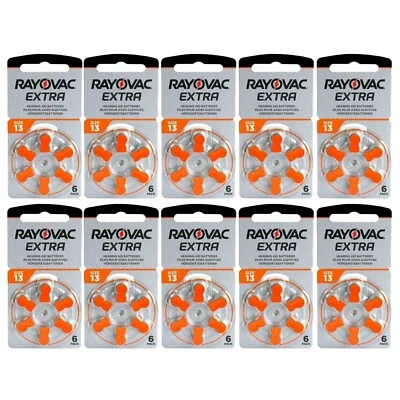 Rayovac Extra Size 13 Hearing Aid Batteries (10 X Pack of 6) Total 60 Batteries