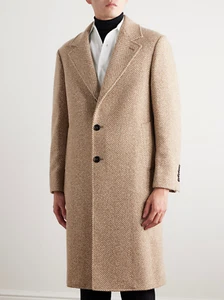 NWT $11,500 Brunello Cucinelli Cashmere-Silk Herringbone Overcoat 50/ 40US A252 - Picture 1 of 10