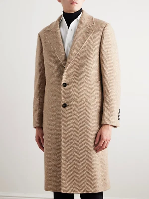 NWT $11,500 Brunello Cucinelli Cashmere-Silk Herringbone Overcoat 50/ 40US  A252 - Image 1 of 4
