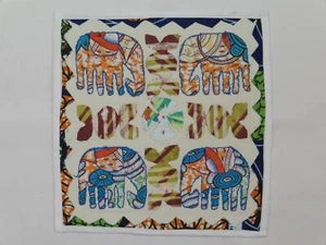 Applique Elephant Patchwork Indian Made Cushion Cover 16 Inch Square White - Picture 1 of 4