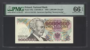 Poland 2000000 Zlotych 1992 P158a Uncirculated Grade 66 - Picture 1 of 2
