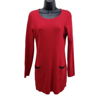 Alyx женское платье XL красный ребристый свитер стиль длинным рукавом передние карманы  - Изображение 1 из 4