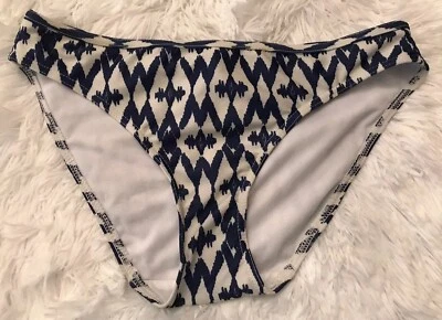 Parte inferior de bikini South Beach talla 10/38 “Jemma” azul marino y blanco estampado de diamantes NUEVO Foto 1 de 4