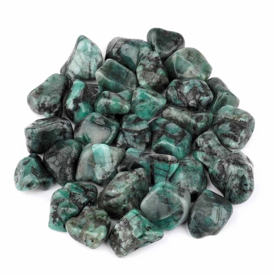 Smaragd Trommelsteine Ø ca. 25 – 35 mm in sehr schöner Farbe aus Brasilien p - Bild 1 von 4