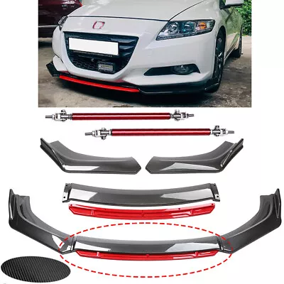 Front Bumper Lip Splitter Spoiler Body Kit Carbon Fiber Rods For Honda CR-Z - Image 1 of 4