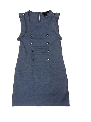 Flowers By Zoe Girl’s Gray Sleeveless Shift Stretch Popover Dress Sz S Pockets - Image 1 of 4