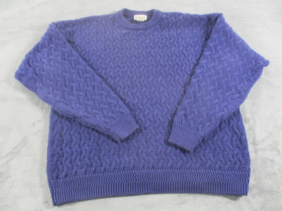VTG Banana Republic Purple Sweater Mens XXL Cable Knit Cotton Made USA 90s 80s - Image 1 of 4