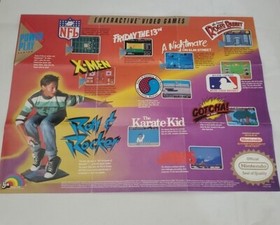 LJN Roll & Rocker Nintendo NES Promo Foldable Poster Insert ONLY Jaws X-men NFL