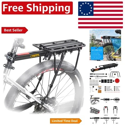 Portabicicletas de aluminio ajustable de 110 lb de capacidad con logotipo reflectante - negro Foto 1 de 4