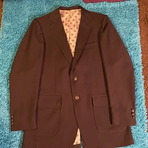 Vintage JCPenney The Mens Shop Blazer Herren 42 Braun Kupfer Messing Knöpfe Jacke EUC ** - Bild 1 von 18