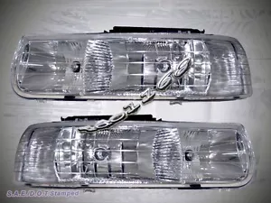 99-02 Chevy Silverado Headlights /Chevy 00-06 Tahoe Suburban Clear Euro Type - Picture 1 of 2