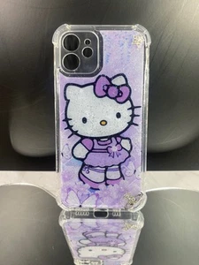 Hello Kitty purple phone Case iPhone 16 15 14 13 12 11 Pro Max glossy glitter - Picture 1 of 6