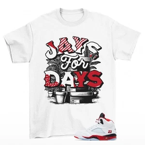 Stacked Sneaker Shirt White to Match Jordan 5 Retro Fire Red HQ7978-101 - Picture 1 of 2