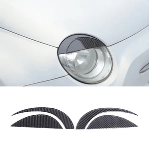 4x Front Headlight Eyebrow Sticker Trim Soft Carbon Fiber For Fiat 500 2007-2015 - Picture 1 of 19