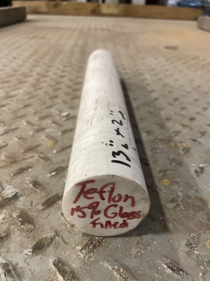 Barra redonda/varilla de vidrio fino de 2” x 13” de teflón PTFE 15 % Foto 1 de 1