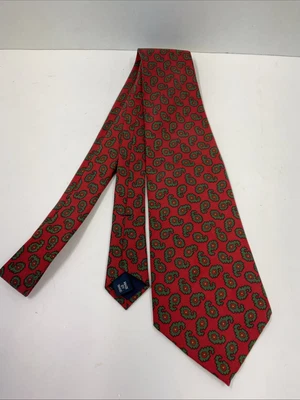 Vintage Polo Ralph Lauren 100% Silk Tie Hand Made Paisley Red And Green USA - Image 1 of 4