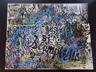 Banksy OOAK RICO1 2014 РЕДКАЯ граффити смерть Нью-Йорк оригинальное искусство большая абстрактная краска - Изображение 1 из 4