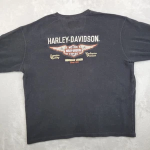 Harley-Davidson Shirt Men Extra Large Black Waffle Knit Henley Pullover Biker XL - Picture 1 of 8