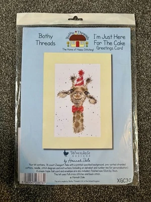 Bothy Threads Cross Stitch Kit - I’m Just Here For The Cake Greetings Card 🦒 - Image 1 of 2