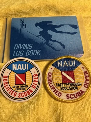 NAUI Diving Log Book & NAUI Vintage Patch & Decal Qualified Scuba Diving Unused - Image 1 of 4