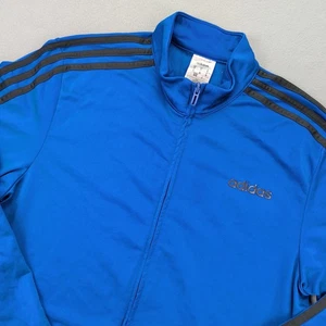 Adidas Track Jacket Mens Medium Blue 3-Stripes Full Zip Recycled Polyester - Picture 1 of 12