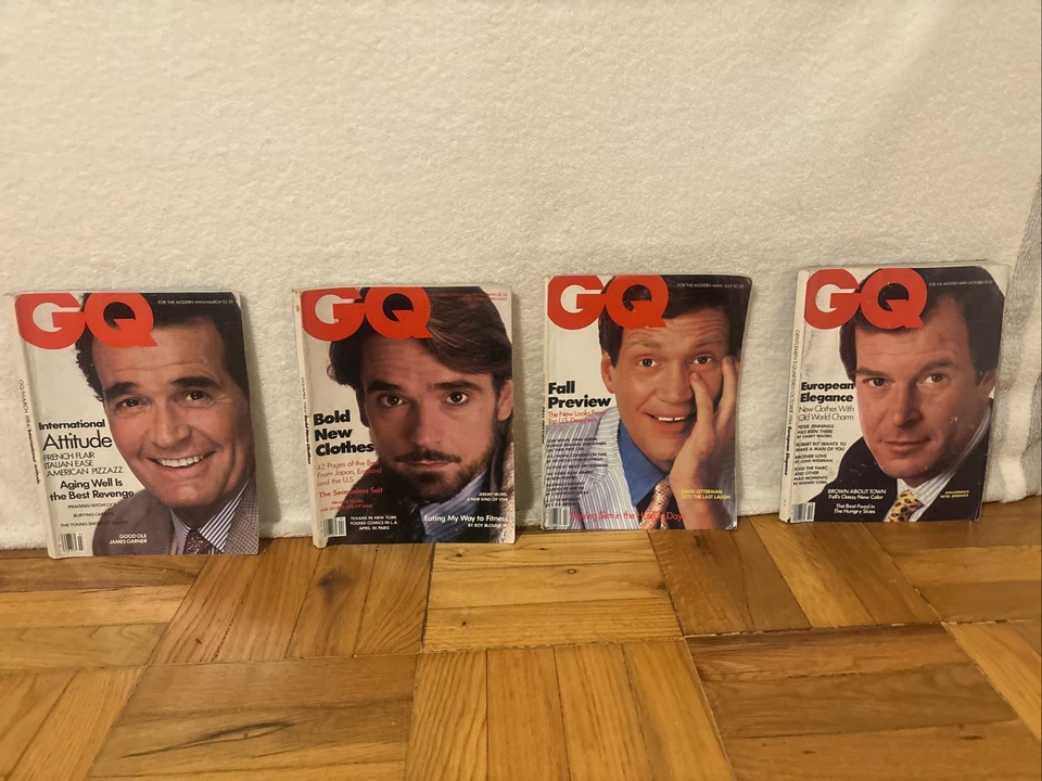 Vintage GQ Magazine Lot Of 4, Year 1984-letterman Jennings Garner Irons Foto 1 de 4
