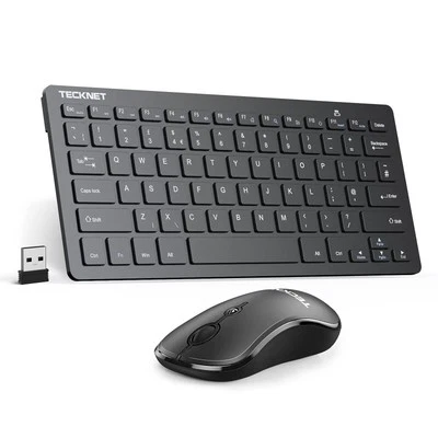 TECKNET Mini Wireless Keyboard and Mouse Set, USB 2.4G Cordless - Free Delivery - Image 1 of 4