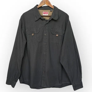 Camisa para hombre Wrangler gris oscuro manga larga abotonada 2XL algodón de calidad premium - Imagen 1 de 9