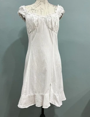 Mini Vestido Blanco Free People Volantes Atado Espalda Grande Cottage Core Boho Babydoll Foto 1 de 4