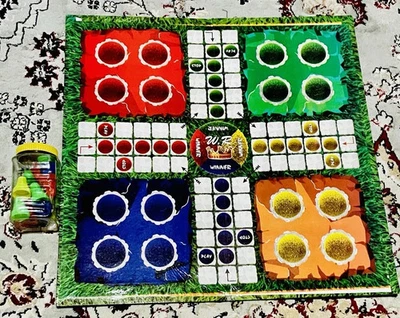 Large Ludo Board Game 19/19” Inches + Dice Shaker Pawns Double Sided 48/48cm, UK - Image 1 of 4