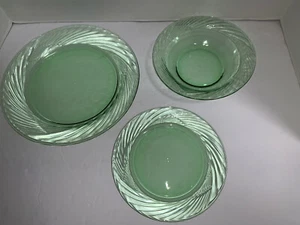 LOT OF 3 Vintage Glass PYREX FESTIVA Swirl Plate, Salad Plate & Cereal Bowl - Imagen 1 de 12