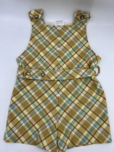 Vtg Girls Jumper Romper 18 month Nannekin Toddler Green Tartan Skorts Pinafore - Picture 1 of 11