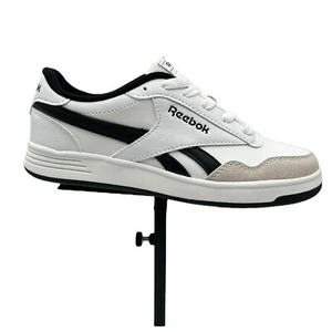 Reebok Youth Boy's Tech Canvas Casual Sneakers Size 2 White/Black Lace up Shoes - Picture 1 of 11