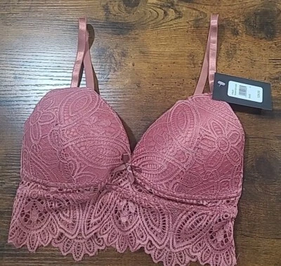 NWT Frederick's Of Hollywood Size small Pink Finley Lace Bralette Floral - Image 1 of 4