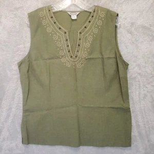 STONEBRIDGE Top Damen Größe XL Grün Leinenmischung Tank 7313542134033 - Bild 1 von 13