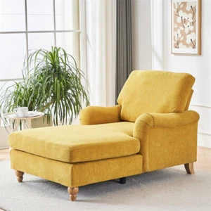Modern Indoor Oversized Chaise Lounger Comfort Single Sleeper Sofa Adjust Back - Picture 1 of 22