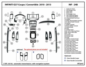 Carbon Fiber Dash Trim Kit for Infiniti G37 2010-2013 with Navigation sys. Coupe - Picture 1 of 1