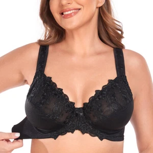 Plus Size Bra For Women's Minimizer Lace Underwire Full Coverage Bralette BCDDGH - Picture 1 of 47