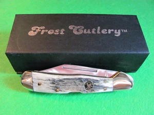 Frost Trophy Stag TS-165DS Stag Handle Lockback 3-1/2" Pocketknife - Picture 1 of 9